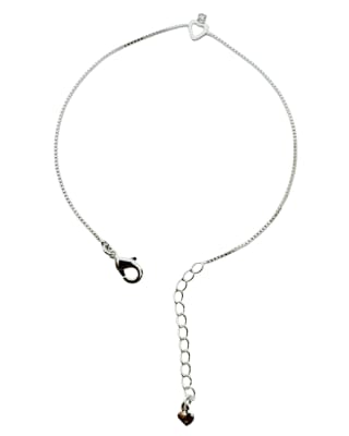 PULSERA B/PLATA 925 VENECIANA CORAZON CONECTOR CON PUNTO DE LUZ 17CM + 4CM1