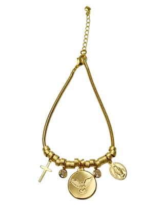 PULSERA B/O 3MS SERPIENTE CON RELIGIOSOS Y SEPARADORES TEXTURIZADOS