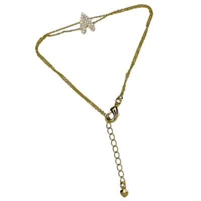 PULSERA B/O 3MS DOBLE CADENA ESLABON MINI CON CORAZON SOLDADO MICROZIRCON 16.5 + 3,5CM EXTENSION1