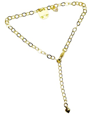 PULSERA B/O 3MS DOBLE CADENA ESLABONES PLANOS CON GATITO Y CORAZON 16,5CM + 4 EXTENSION2