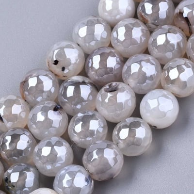 AGATA FACETADO NATURAL ELECTROCHAPADO GAINSBORO 9-10MM APROX. 37PCS.