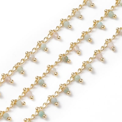 CADENA POR METRO B/O 18K GALVANIZADA CON AMAZONITAS NATURALES2