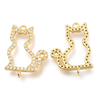 CONECTOR B/ORO SILUETA DE GATO C/ZIRCONES 21X15MM1
