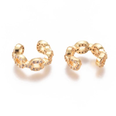 CUFF TIPO ESLABON ZIRCON B/ORO