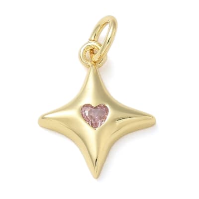 COLGANTE B/O 18K ESTRELLA GUIA ZIRCON CORAZON ROSA
