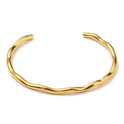 BRAZALETE ACERO INOX B/O 18K  DELGADA IRREGULAR1