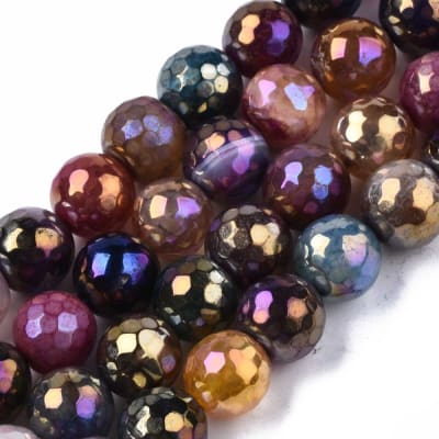 AGATA FACETADO NATURAL ELECTROCHAPADO MEZCLADO 9-10MM APROX. 37PCS