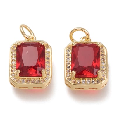 COLGANTE B/O RECTANGULO ZIRCON ROJO CON ZIRCONES 15X11MM