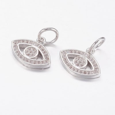 COLGANTE B/PLATINO OJO CON ZIRCONES 12X15MM