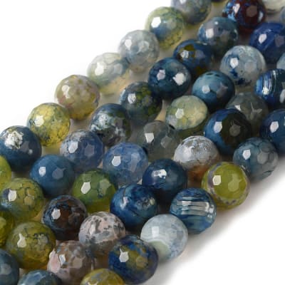 AGATA FACETADA TEÑIDA AZUL ACERO 8MM, AGUJERO: 1.2 MM, APROX. 49PCS1