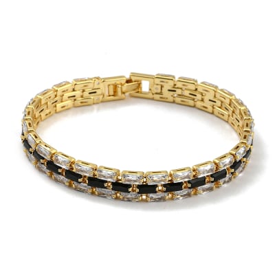 PULSERA DE CADENA ESLABONES RECTANGULARES B/O ZIRCONES1