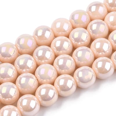 CRISTAL AUSTRIACO LISO COLOR AB PLATEADO MELOCOTON 8X8.5MM APROX. 53PCS1
