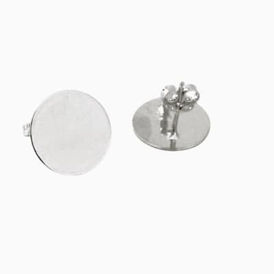 BASE DE ARO B/PLATA REDONDA PLANA 13MM CON ARGOLLA SOLDADA