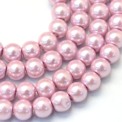 PERLAS DE VIDRIO PINTADO FLAMENCO 10MM APROX. 85PCS.