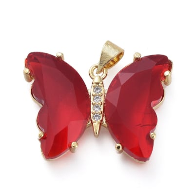 COLGANTE B/O MARIPOSA DE CRISTAL ROJO CON ZIRCONES 20X27MM1