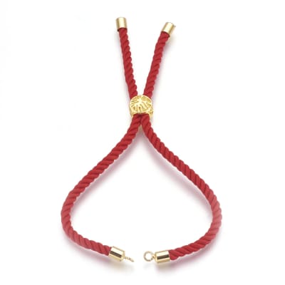 PULSERA CONECTORA AJUSTABLE B/O DE HILO DE ALGODON ROJO 22CM