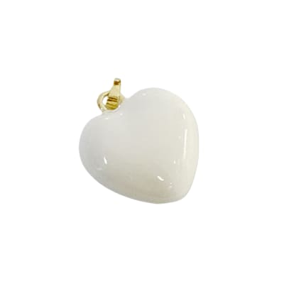 COLGANTE B/O CORAZON INFLADO ESMALTADO BLANCO CON VALIER 20X10MM APROX.