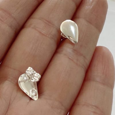 BASE DE ARO B/PLATA 925 GOTA LISA 12X8.5MM CON ARGOLLA SOLDADA