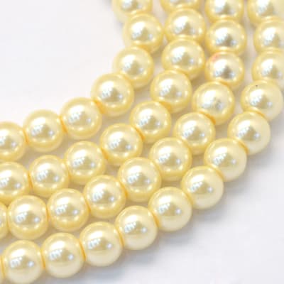 PERLAS DE VIDRIO PINTADO LIMON CHIFFON 10MM APROX. 85PCS.