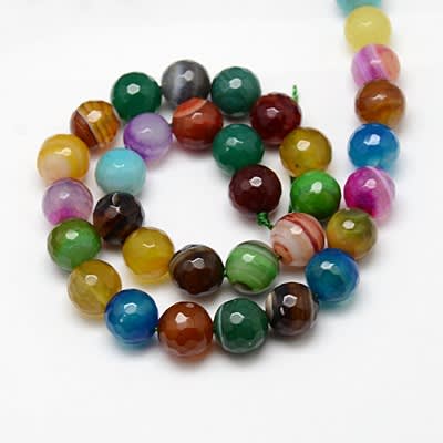 AGATA FACETADA RAYADO COLORES MEZCLADO 10MM