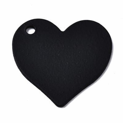 COLGANTE CORAZON DE ALEACION NEGRO 22MM