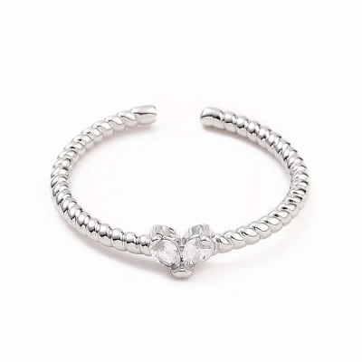 ANILLO AJUSTABLE B/PLATINO TORNEADO CORAZON SOLITARIO ZIRCON1