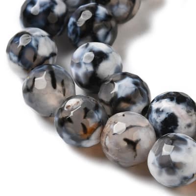 AGATA FACETADA TEÑIDA NEGRO 8MM, AGUJERO: 1.2MM, APROX. 49 PCS