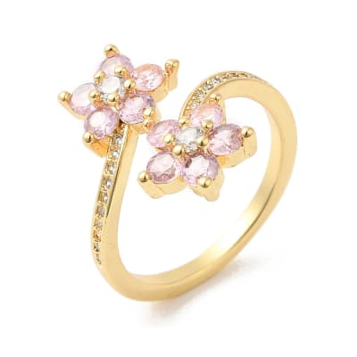 ANILLO AJUSTABLE B/O DOBLE FLOR ROSA ZIRCONES1
