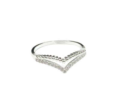 ANILLO POR TALLA B/PLATA 925 FORMA V BALINES Y ZIRCONES GALVANIZADO