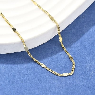 CADENA LISTA B/O 18K ESLABONES Y CORAZONES MINI1