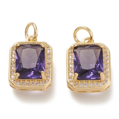 COLGANTE B/O RECTANGULO ZIRCON MORADO CON ZIRCONES 15X11MM