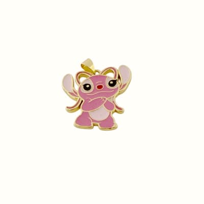 COLGANTE B/O STITCH  ESMALTADO ROSADO (ANGEL) 25MM