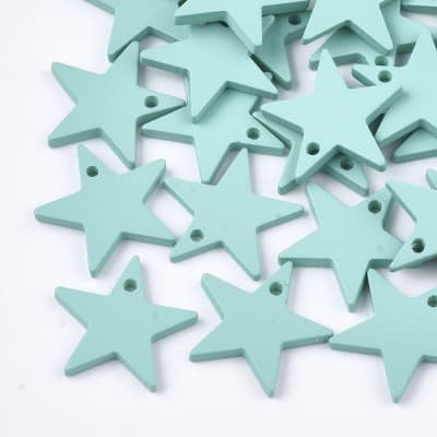 COLGANTE ENGOMADO ESTRELLA TURQUESA 18X19MM