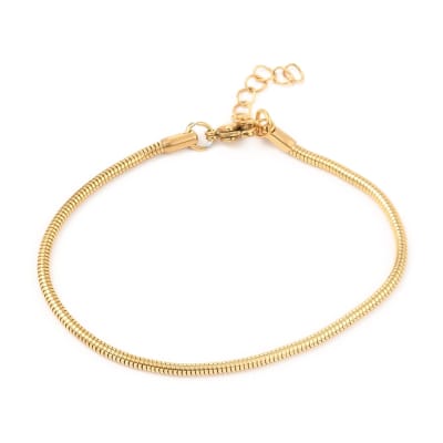 PULSERA ACERO INOX. SERPIENTE DORADO 3MM 20CM