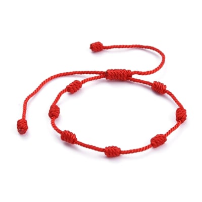 PULSERA AJUSTABLE ROJA DE NYLON 7 NUDOS1