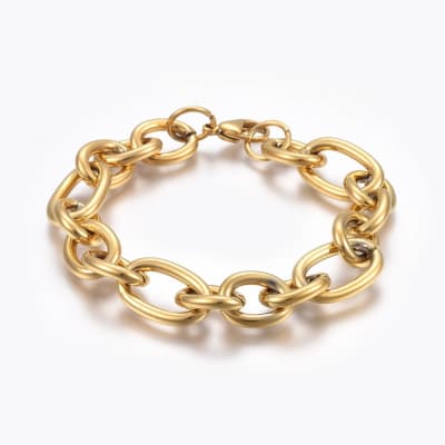 PULSERA ACERO INOX. DORADO ESLABON ROLO 21CM