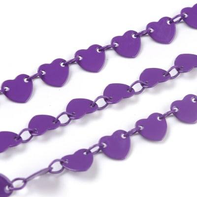 CADENA POR METRO CORAZON CONECTOR PURPURA 4X3MM1