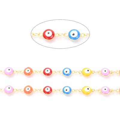 CADENA POR METRO B/O OJITOS DE MURANO COLORES 12X7MM1
