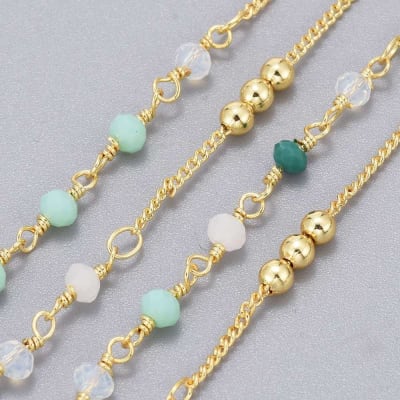 CADENA POR METRO B/O BALIN Y CRISTALES VERDES2