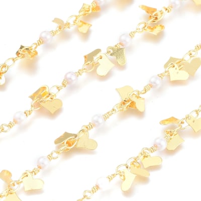 CADENA POR METRO B/O PERLITAS DE VIDRIO ENTORCHADAS CON CORAZON4