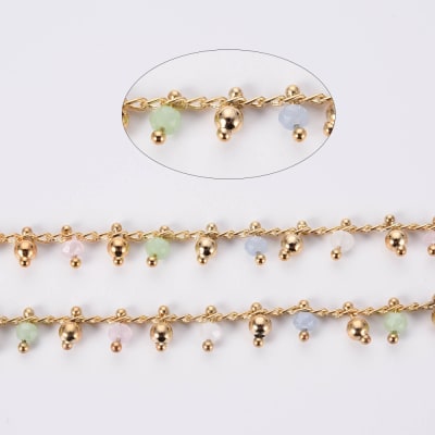 CADENA POR METRO B/O ESLABON CON CRISTALES PASTELES1