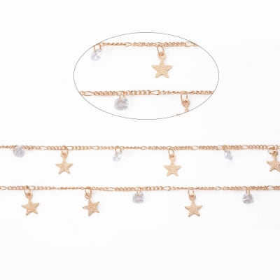 CADENA POR METRO B/O ESTRELLA TEXTURIZADA ZIRCON