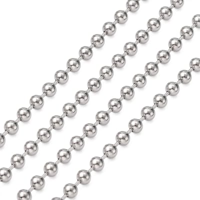 CADENA POR METRO ACERO INOX. BALINES PLATEADOS 4MM2