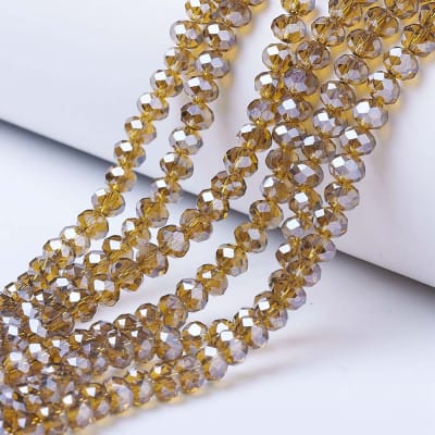 CRISTAL AUSTRIACO POR TIRA 4X3MM ELECTROPLATE VARA DE ORO