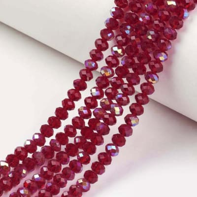 CRISTAL AUSTRIACO POR TIRA 4X3MM ELECTROPLATE ROJO LADRILLO