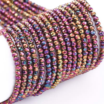 CRISTAL AUSTRIACO POR TIRA 2X1.5MM ELECTROPLATE PURPURA
