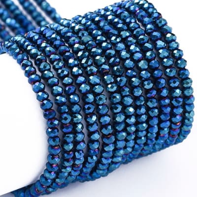 CRISTAL AUSTRIACO POR TIRA 2X1.5MM ELECTROPLATE AZUL