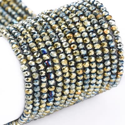 CRISTAL AUSTRIACO POR TIRA 2X1.5MM ELECTROPLATE VERDE