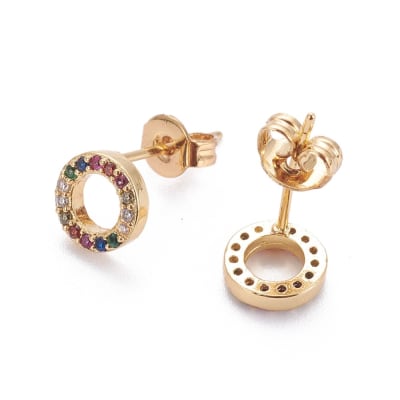 AROS LISTOS B/O CIRCULO HUECO ZIRCONES DE COLORES 7X2MM1