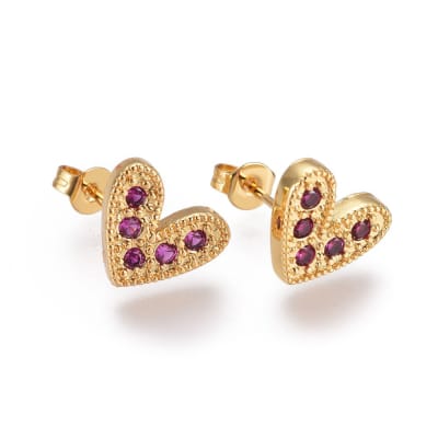 AROS LISTOS B/O CORAZON CON ZIRCONES FUCSIA 10X12MM1